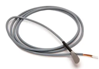 The Grant EUS-UU surface thermistor probe, showing its flat sensing head, slim grey VL-series cable and bare-wire termination