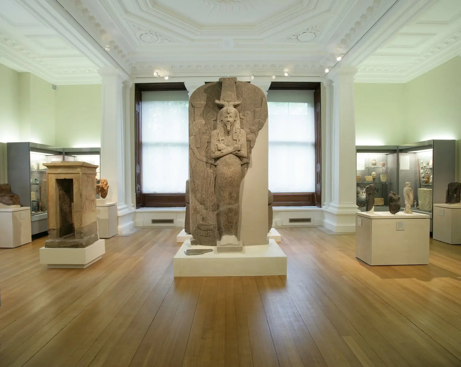 The Fitzwilliam Museum’s Egyptian galleries, where cased antiquities are protected by continuous temperature, humidity and light monitoring