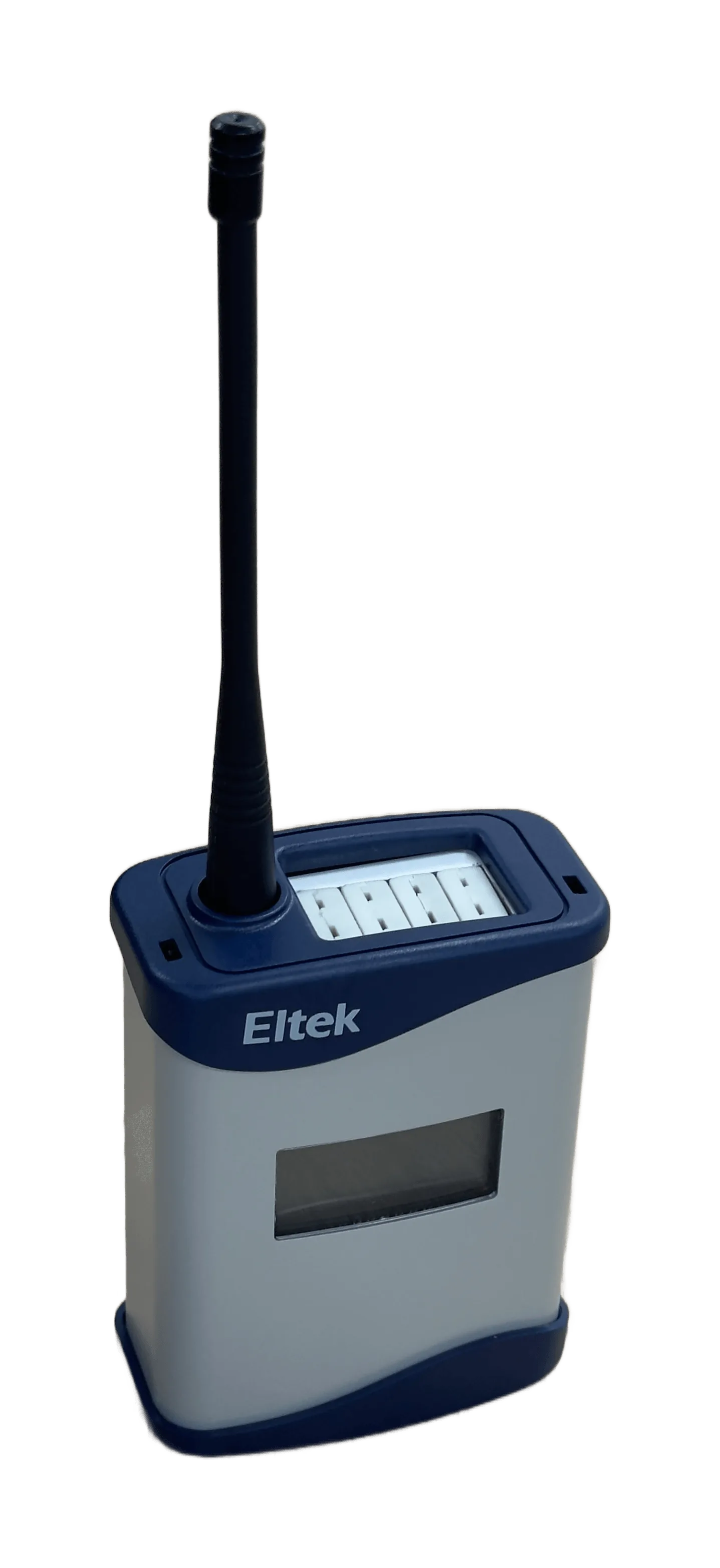 Eltek GD24 wireless GenII transmitter with a white four-way input socket block and integrated display, for K-type or T-type thermocouples or state inputs