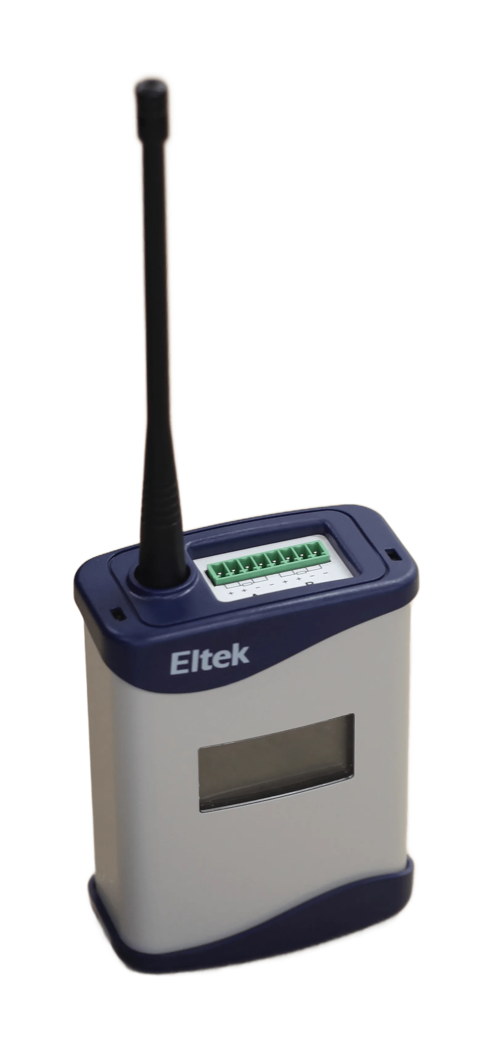 Eltek GD52A wireless GenII transmitter with green multi-way screw-terminal block and integrated display, for two 4-wire RTD temperature probes