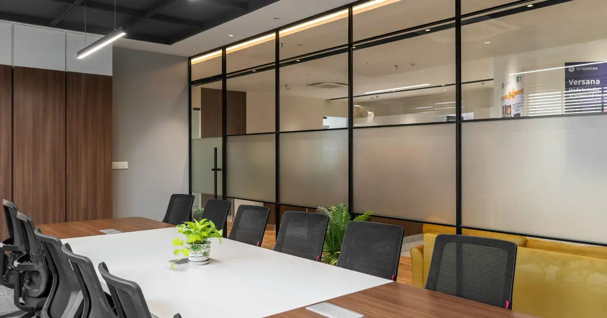 A modern commercial building interior where Eltek monitors indoor air quality, temperature and humidity for occupant wellbeing